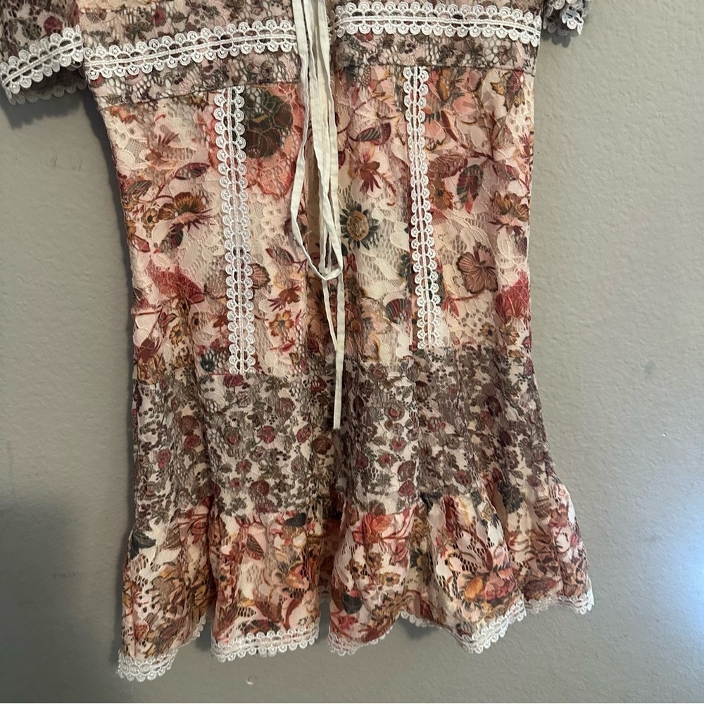 House of Chic Floral Lace-Up Back Dress Size Small - Picture 10 of 14